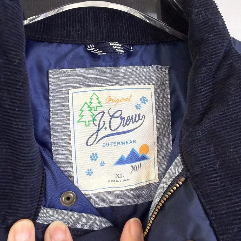 J.Crew Quilted Barn FIELD‎ Jacket Navy Corduroy Trim AQ847 BOY XL 12